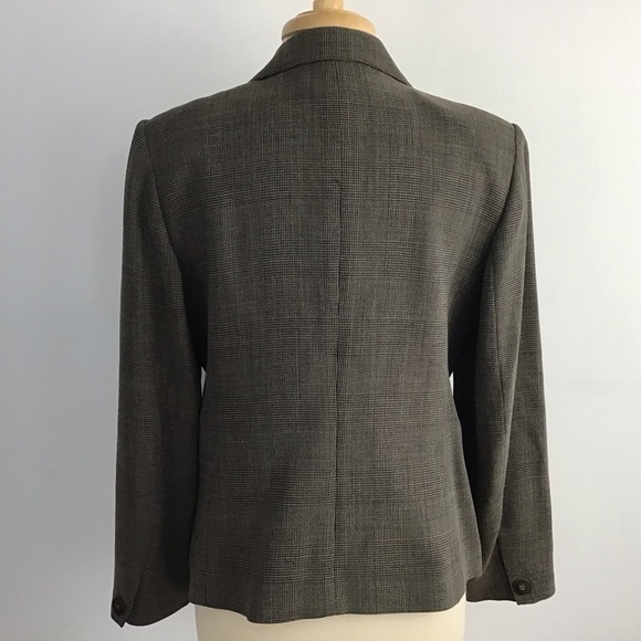 Talbots camel/black windowpane plaid double breasted lined wool blend blazer 10P - Picture 4 of 11